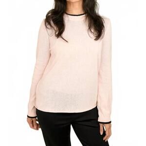 NEW HANNES ROETHER long sleeve cotton sweater in paloma & black